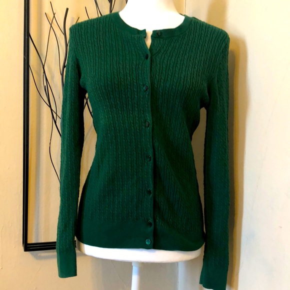Talbots Sweaters - Talbots Pima Cotton Green Long Sleeve Button Down Sweater Cardigan Women’s Sz M